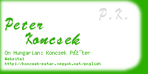 peter koncsek business card